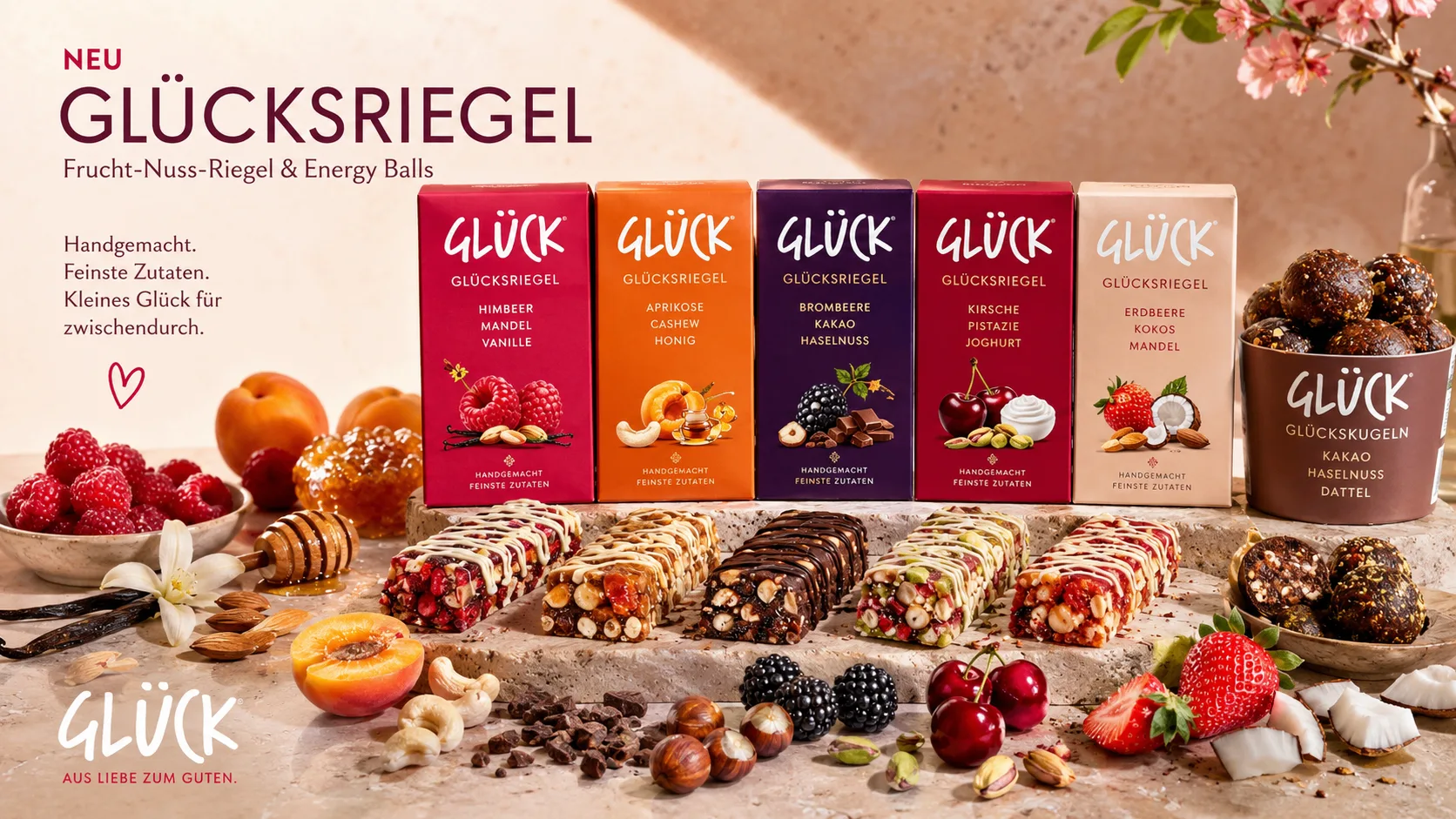 GLÜCKSRIEGEL mit Frucht-Nuss-Riegeln und Energy Balls